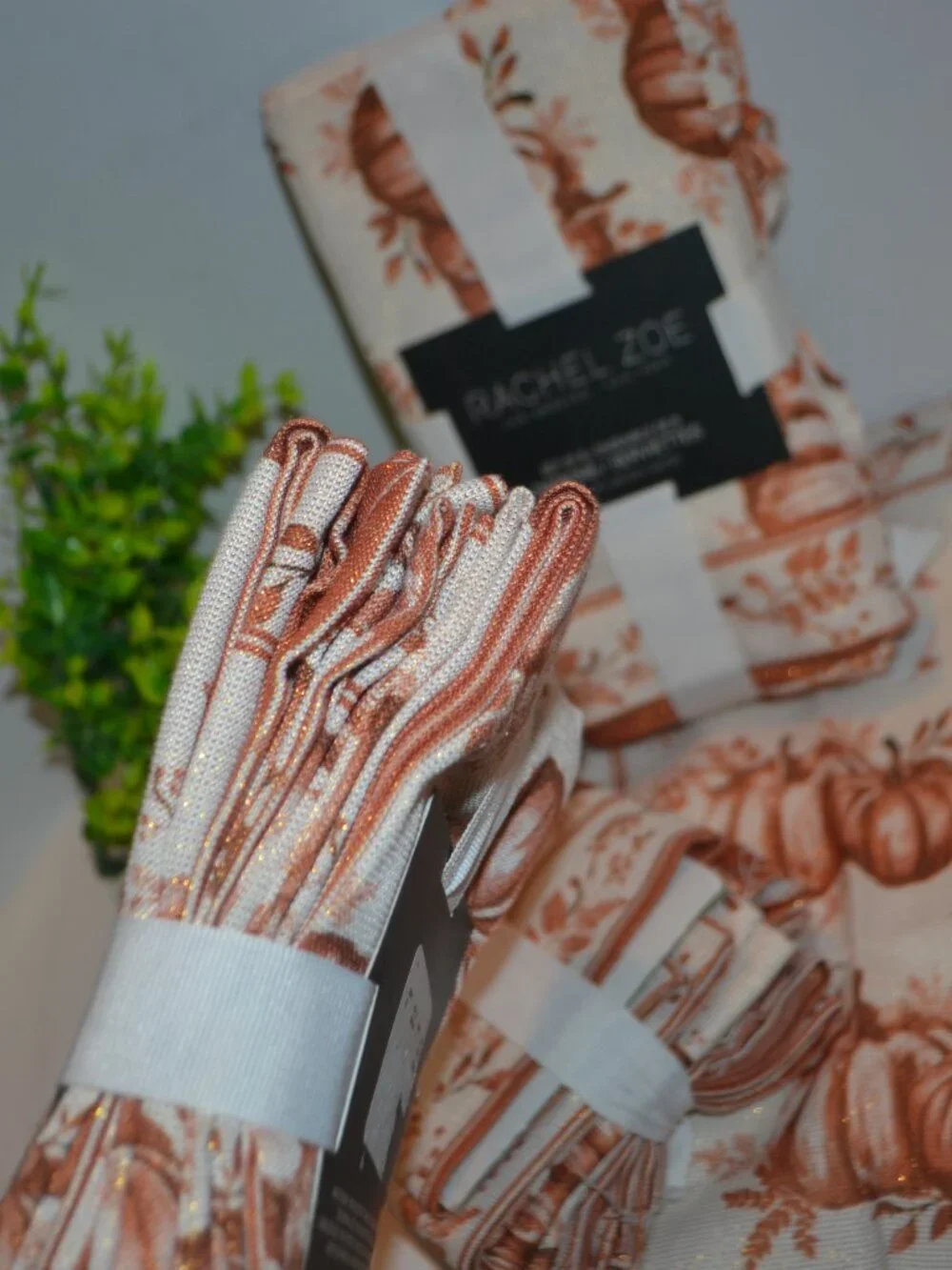 Fall Napkins 24 Rachel Zoe Metallic Copper New with Tags